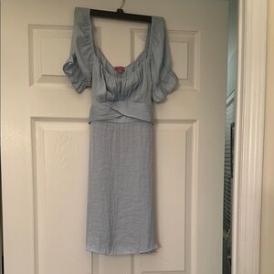 Light Blue Puff Sleeve Dress